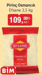 EFSANE PİRİNÇ OSMANCIK 2.5 KG EFSANE PİRİNÇ OSMANCIK 2.5 KG